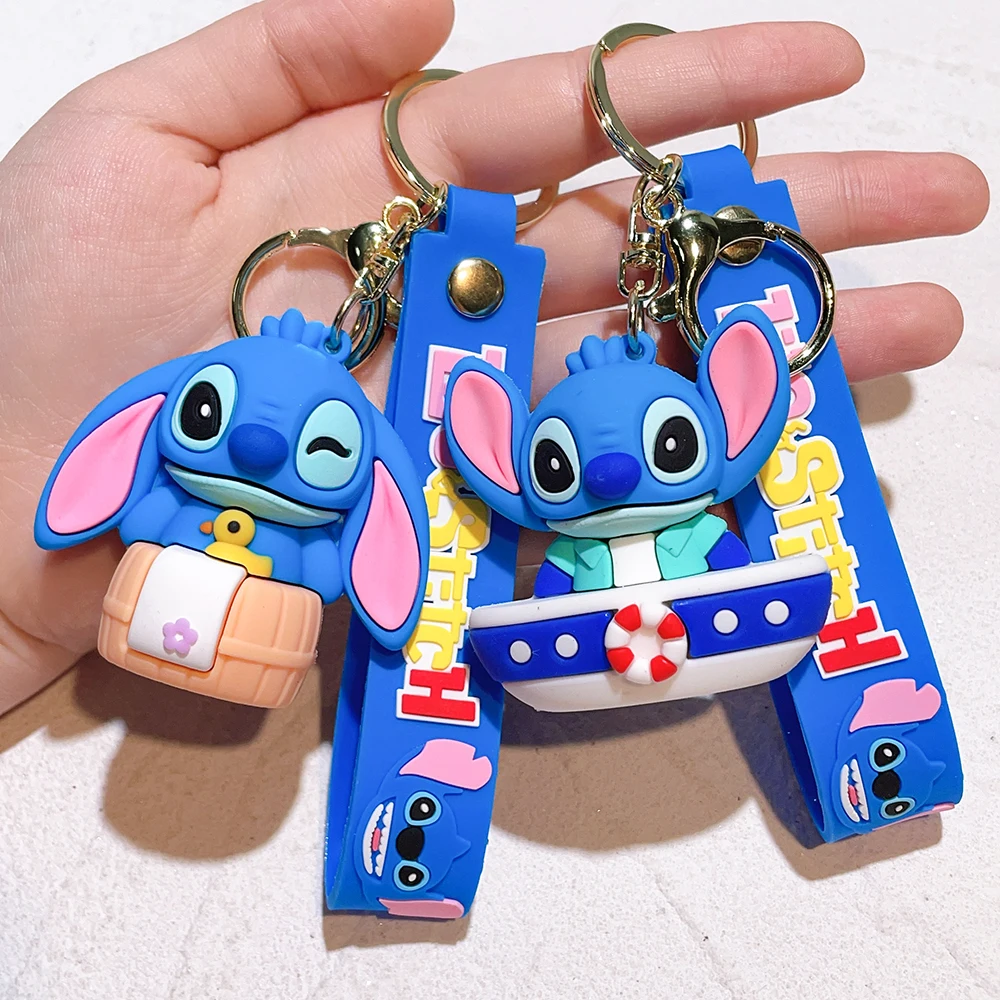 Disney Stitch Keychain Anime Cute Minnie Pooh Donald Duck Figure Keyring Jewelry Bag Pendent Key Chain Toy Gifts for Friends