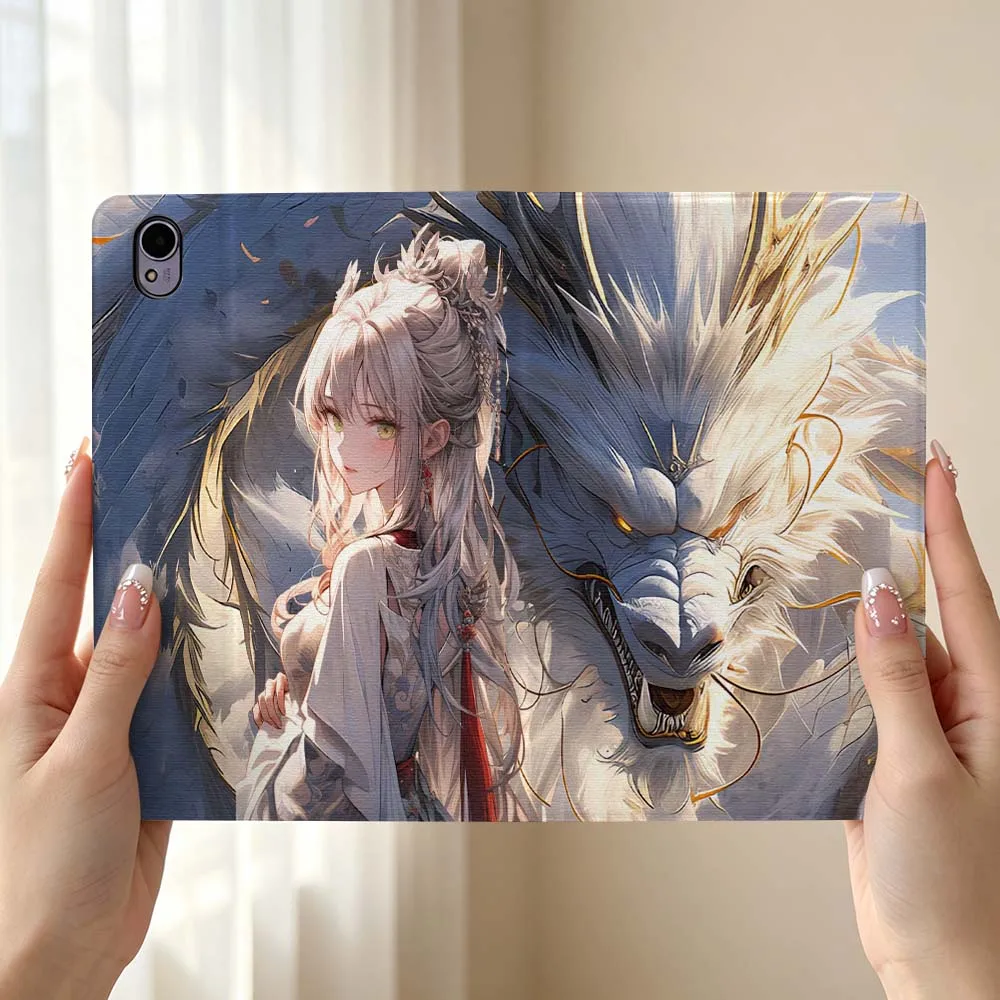 Anime Dragon Girl Pen Tray For Huawei MediaPad MatePad Honor Pro V6 9 V8 X9 X 10 13.3 12.3 11 11.5 Inch Tablet Case