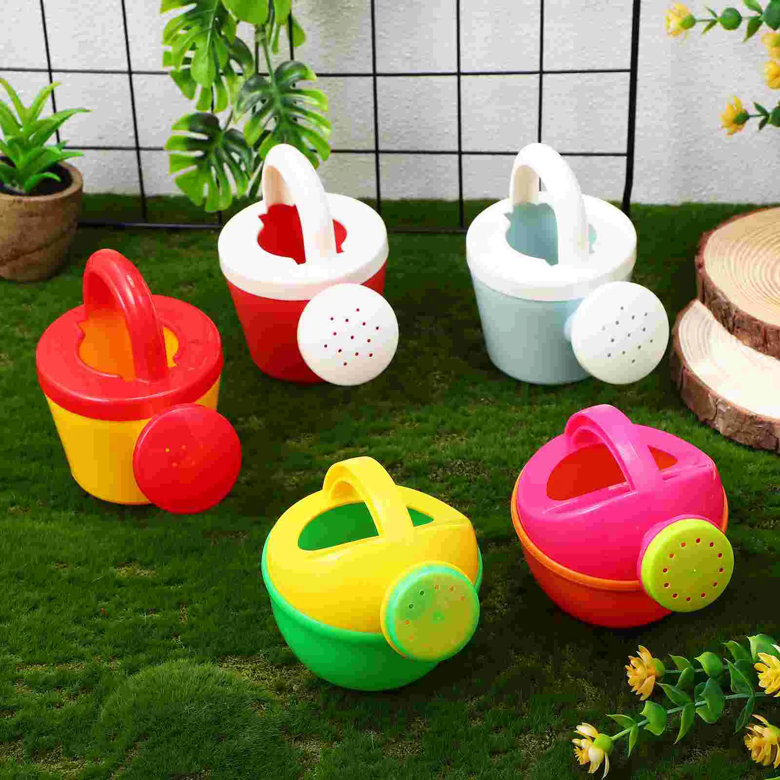 5 Pcs Children's Watering Bottles Pack Can Outdoor for Kids Round Sand Toys 4-6 Plastic Beach Gardening