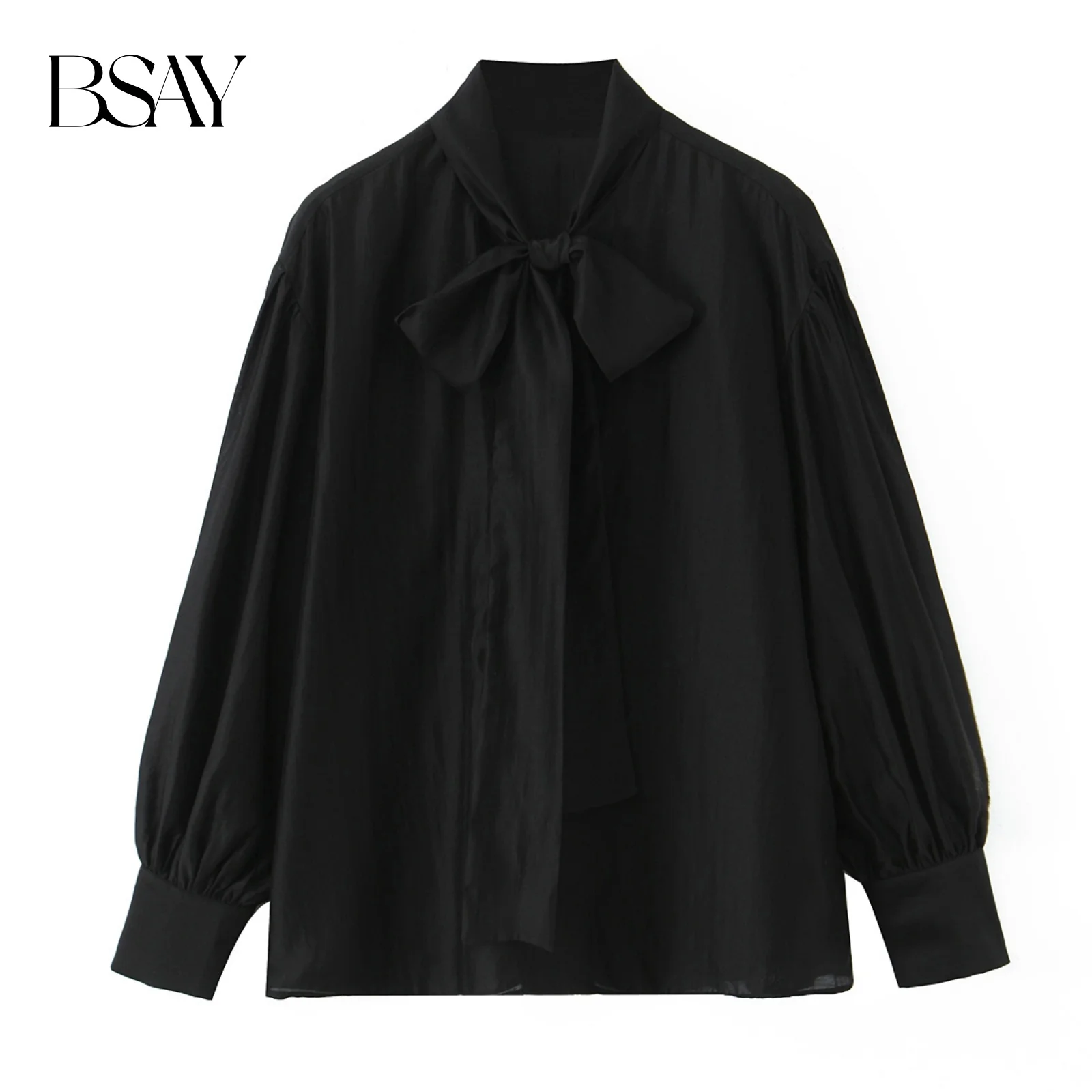 

BSAY Bow Shirt for Women Fashion Autumn Winter Long Sleeved Single-breasted Blouse Street Clothing Shirts Chic Ladies Top