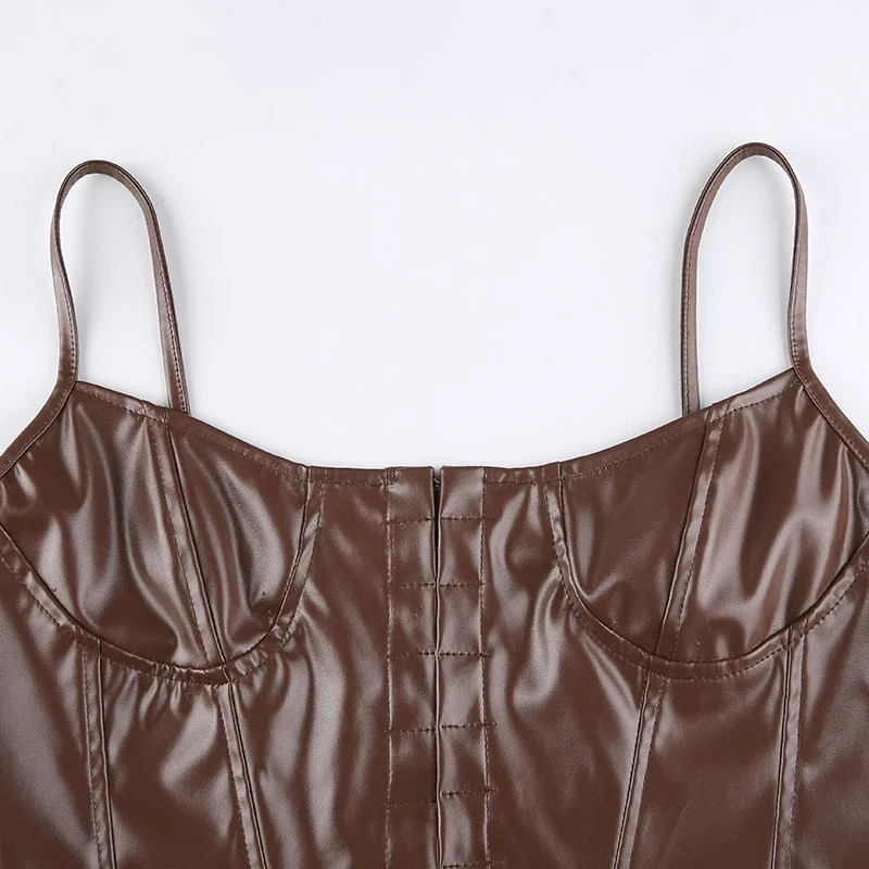 تي شيرت نسائي أنيق ومثير من البولي يوريثان برقبة على شكل حرف V عميقة بلا أكمام ، مشد بزر بانك أحادي اللون للنوادي ، طراز الشارع ، الخريف