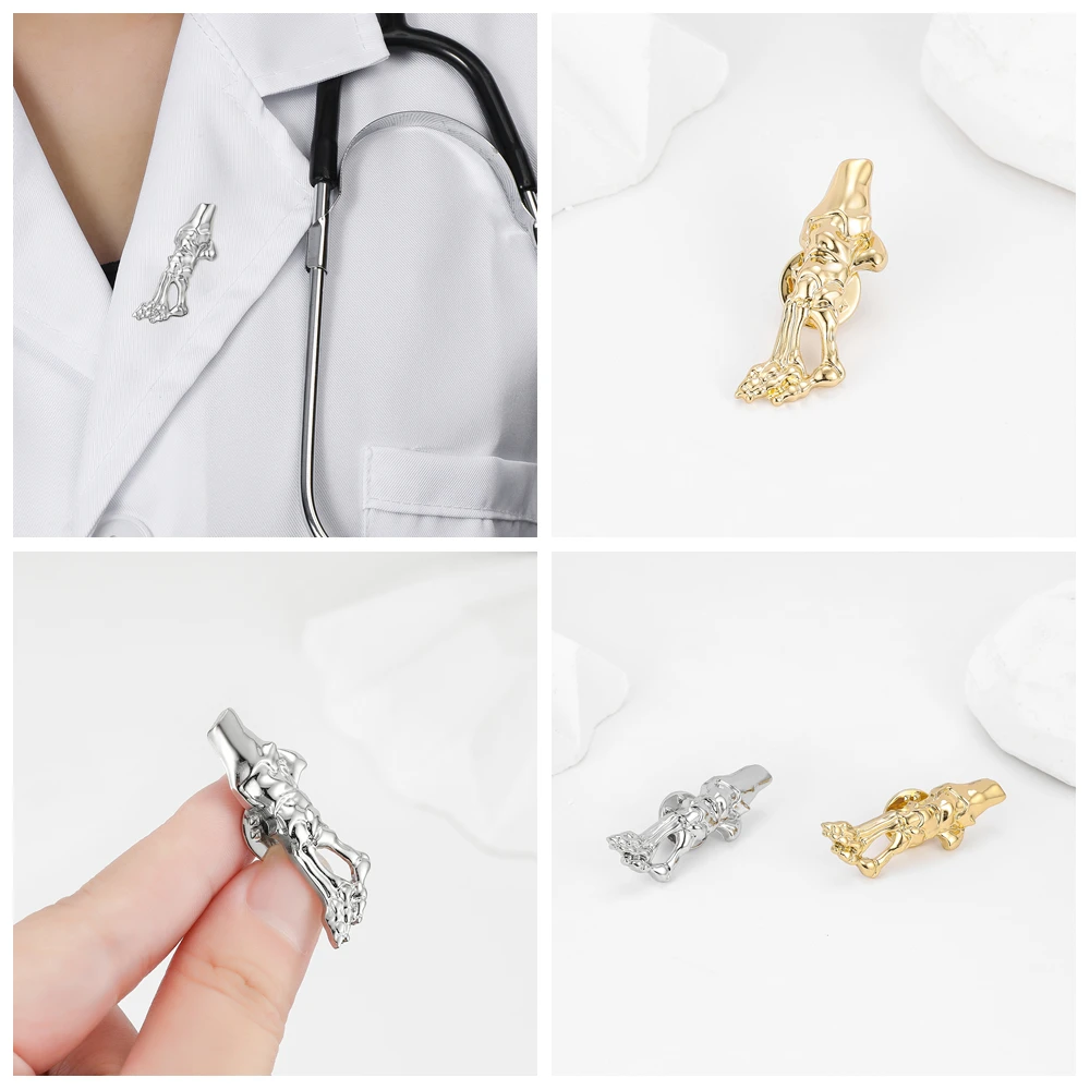 Hanreshe Set di spille per ossa mediche Ortopedia Spille scheletro Zaino Distintivo da bavero Gioielli per ortopedia Dottore Infermiere