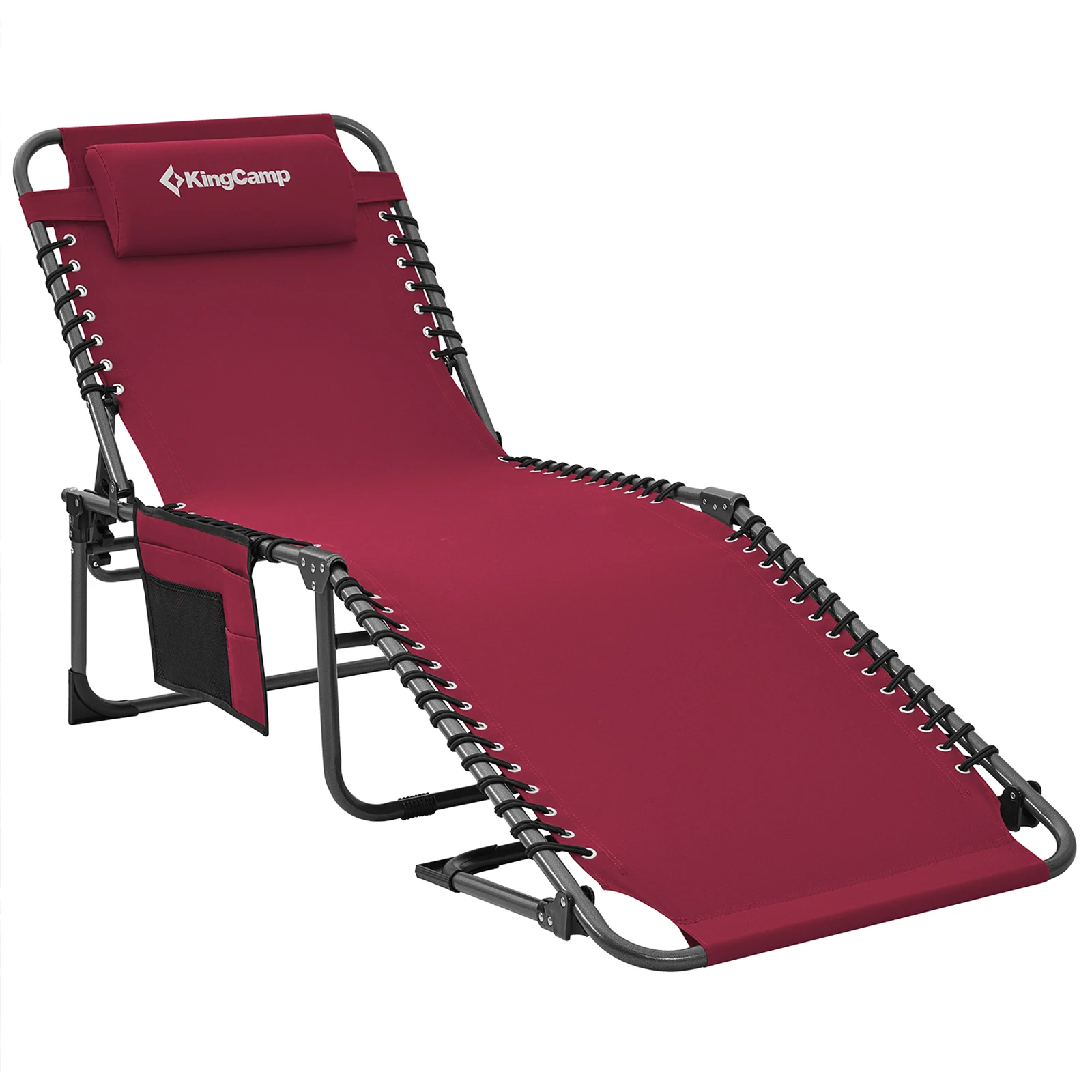 KingCamp Rollaway Bed Folding Lounger, Camping Trip, Fishing, Patio, Picnic Entertainment, Heightened, with Sponge Pillows