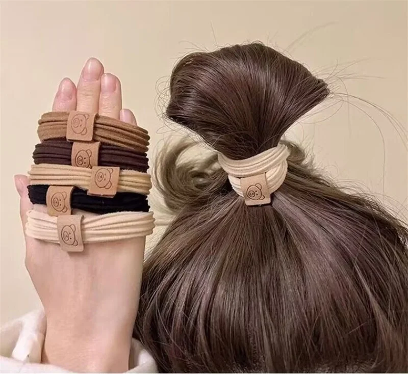 Lazos elásticos para el pelo de oso para niña y mujer, cintas para el pelo gruesas sin costuras, soporte para cola de caballo, bandas de goma 2024, accesorios para niños, 5 piezas