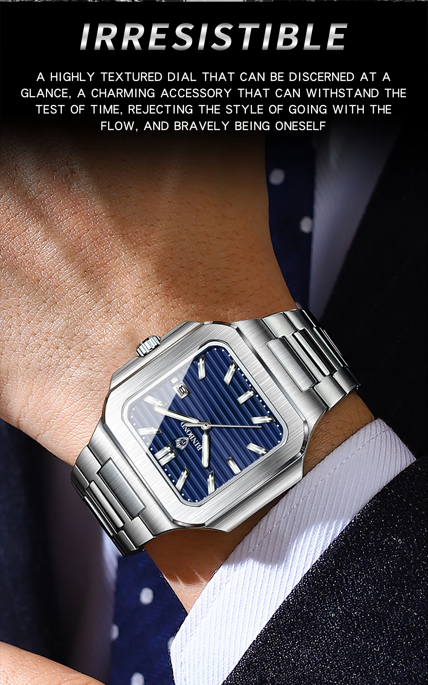 BINBOND, лучшие брендовые новые 7086, деловые мужские кварцевые часы, водостойкий ночник, календарь, модные мужские кварцевые часы 2025