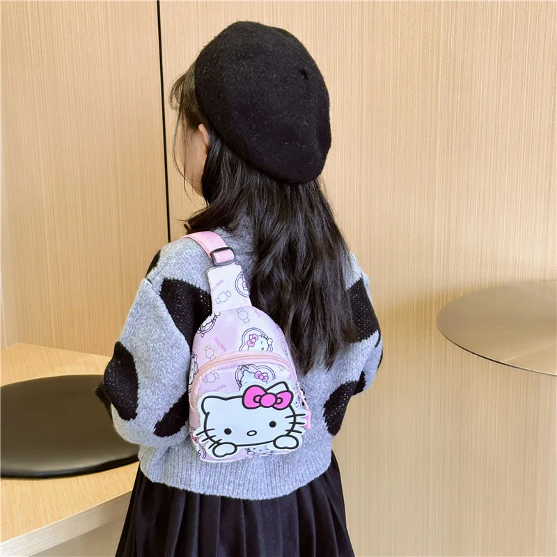 Kawaii Sanrio Hello Kitty Chest Bag Children\'s Cute Pink Crossbody Shoulder Waist Bag Handbag for Women Baby Girls