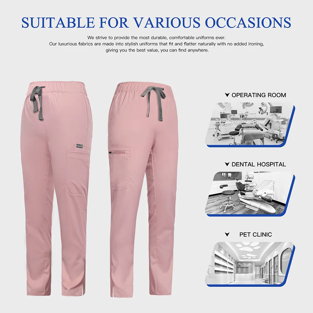 Hohe Qualität Pet Klinik Krankenschwester Arbeit Hose Einfarbig Zahnarzt Pflege Peeling Frauen Böden Elastizität Krankenhaus Arzt Arbeitskleidung
