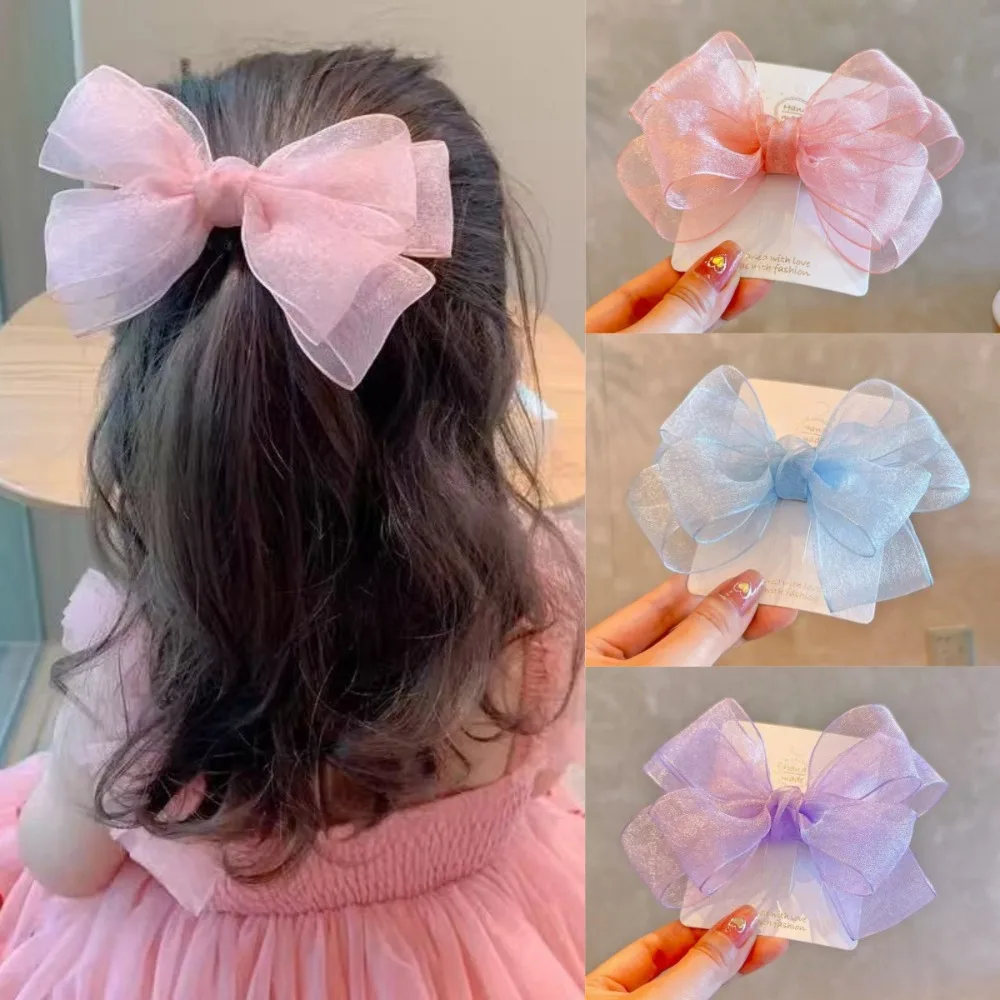 Horquillas coreanas con lazo de gasa para bebé, pinzas para el pelo para la cabeza trasera de princesa de hadas, Clips superiores, Clip LATERAL, accesorios para sombreros para niños
