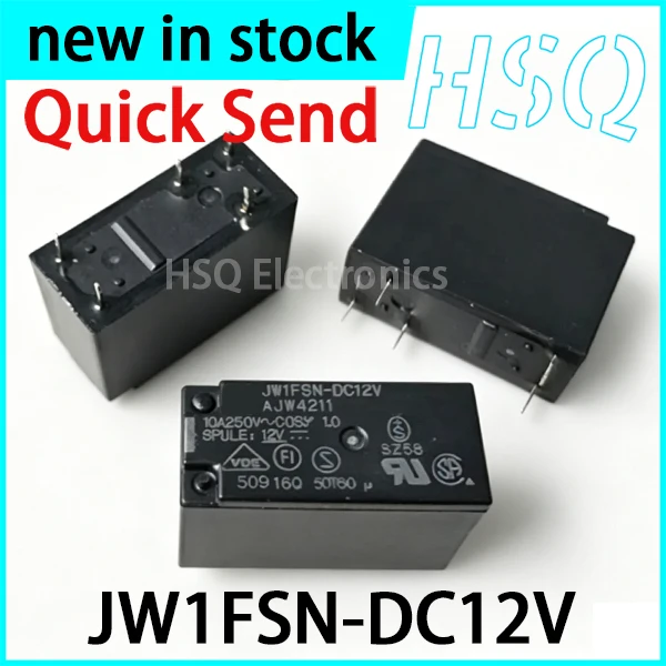1PCS JW1FSN-DC12V AJW4211 Relay, 5-pin 10A, One Open and One Closed