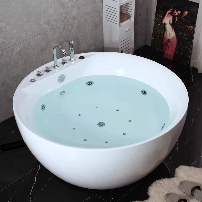 

Круглая ванна Небольшая бытовая независимая акриловая двойная массажная термостатическая большая ванна для отеля