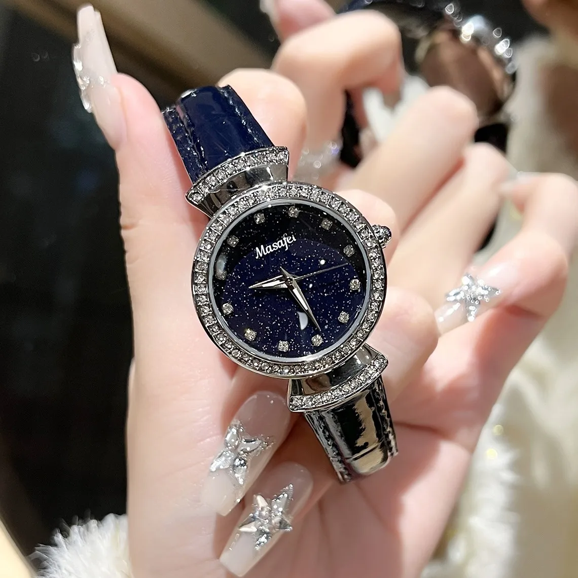 

Womens Watches Set Luxury Rhinestone Women Fashion Elegant Wristwatch Quartz Watch For Girl WristWatch Bracelet Gift