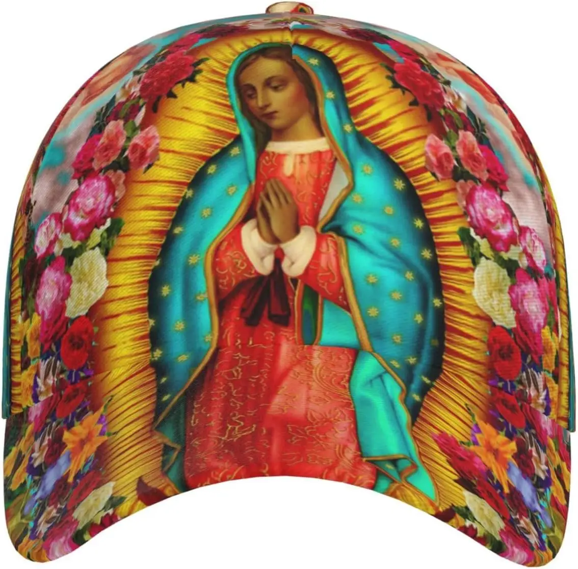قبعة Our Lady of Guadalupe Virgin Mary Snapback للجنسين للبالغين، قبعة بيسبول قابلة للتعديل، قبعات بولو قطنية باللون الأسود
