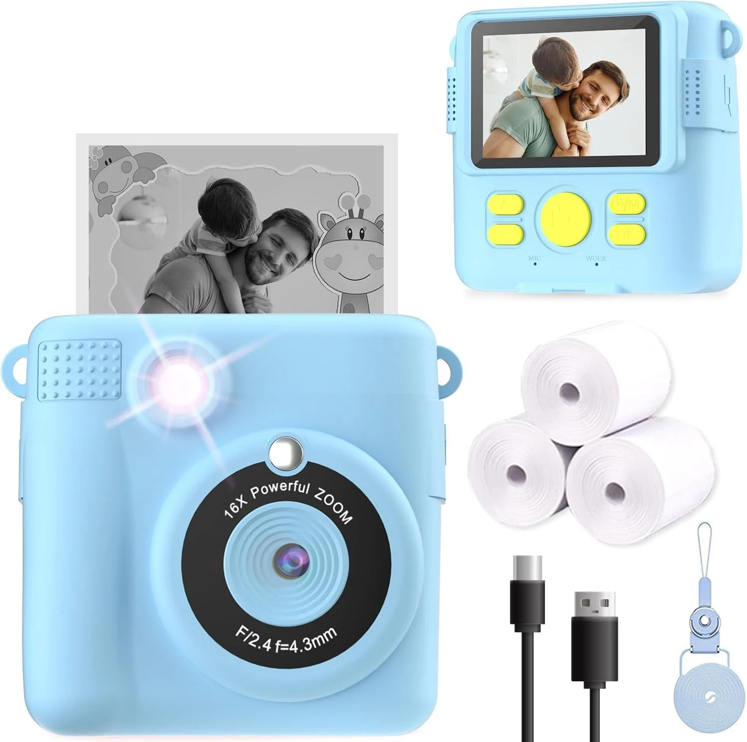 OEM ODM Kids Camera Instant Print Camera 1080P 2.4 Inch Screen Digital Children Video Camcorder Camera