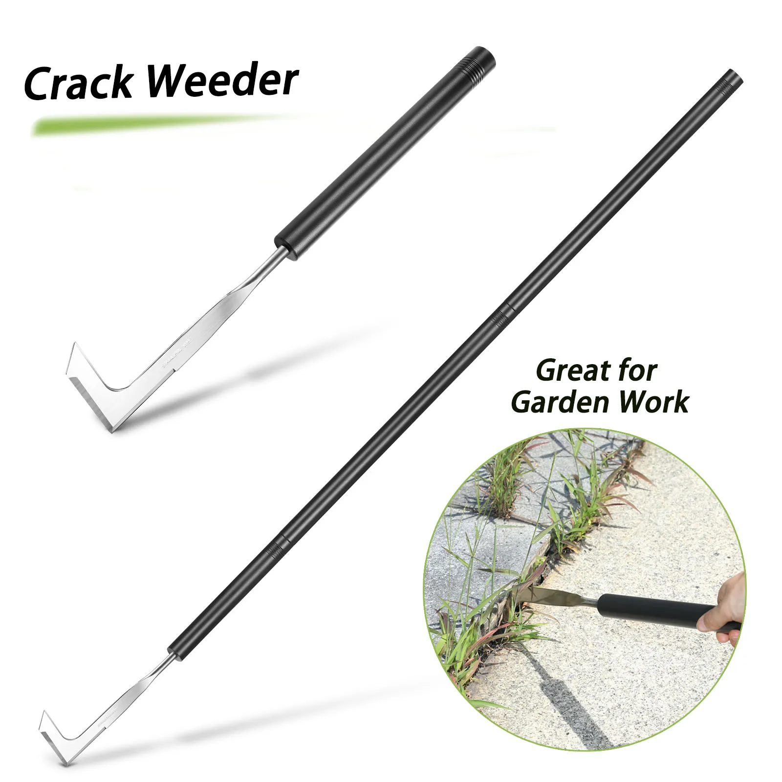 Crack Weeder Crevice Weeding Tool Stainless Steel Manual Weeder Beech Handle Lawn Yard Gardening Tool 3 Sizes Can be Adjusted