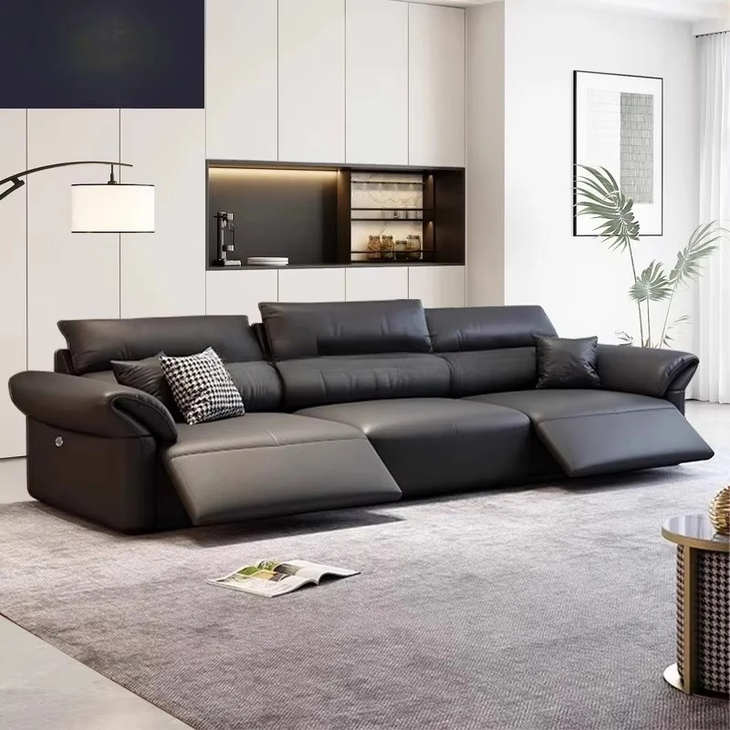 

Electric Function Leather Sofaliving Room, zero Leaning Wall, Cowhide Small Unit, Italian Minimalist First-class Sofa