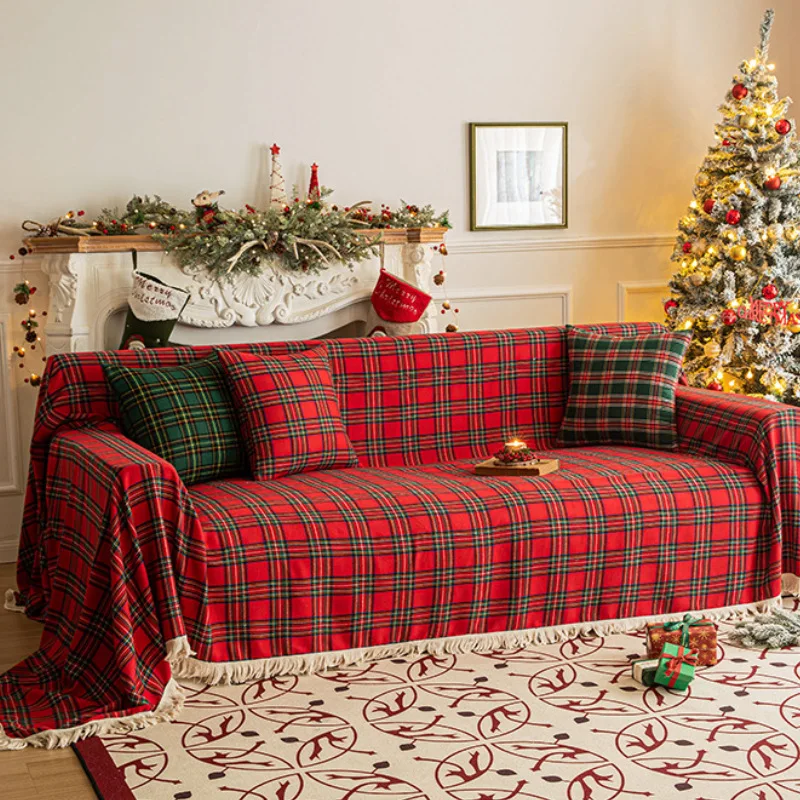 

Couch Cover Modern Plaid Slipcover Living Room Furniture Protector Sofa Cover Towel for Christmas Decorate Sofa Sitting Cushion