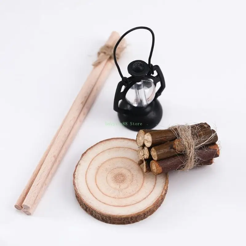 

Y4UD 1/12 Miniature Gnomes Campfire Accessories For Dollhouses Winter Landscape And Christmas Decoration With Oil Lamp Stove