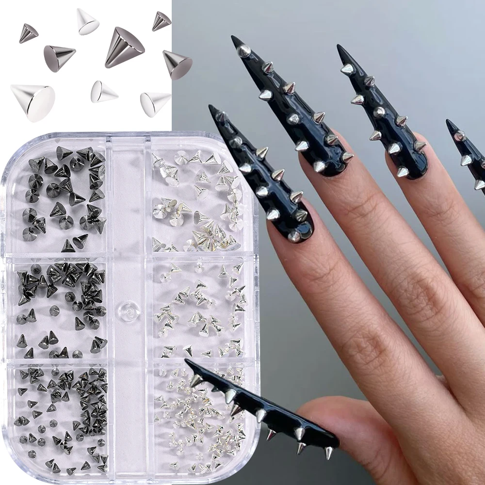 12Grids 3D Exquisite Kreuz Nail art Strass Y2k Metall Punk Voll Glitter Diamant Kreuz Nagel Charms Flache-Rückseite schmuck Nagel Dezember