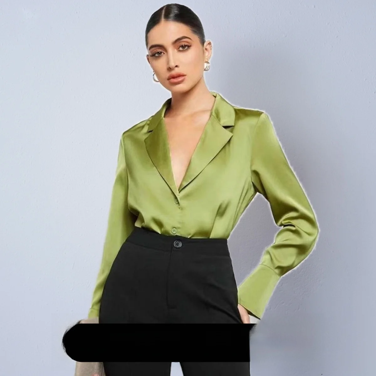 

Женская рубашка, осенняя мода, базовый стиль, полиэфирная ткань, чистый цвет, элегантный шелк Shantung с длинным рукавом, простой дизайн