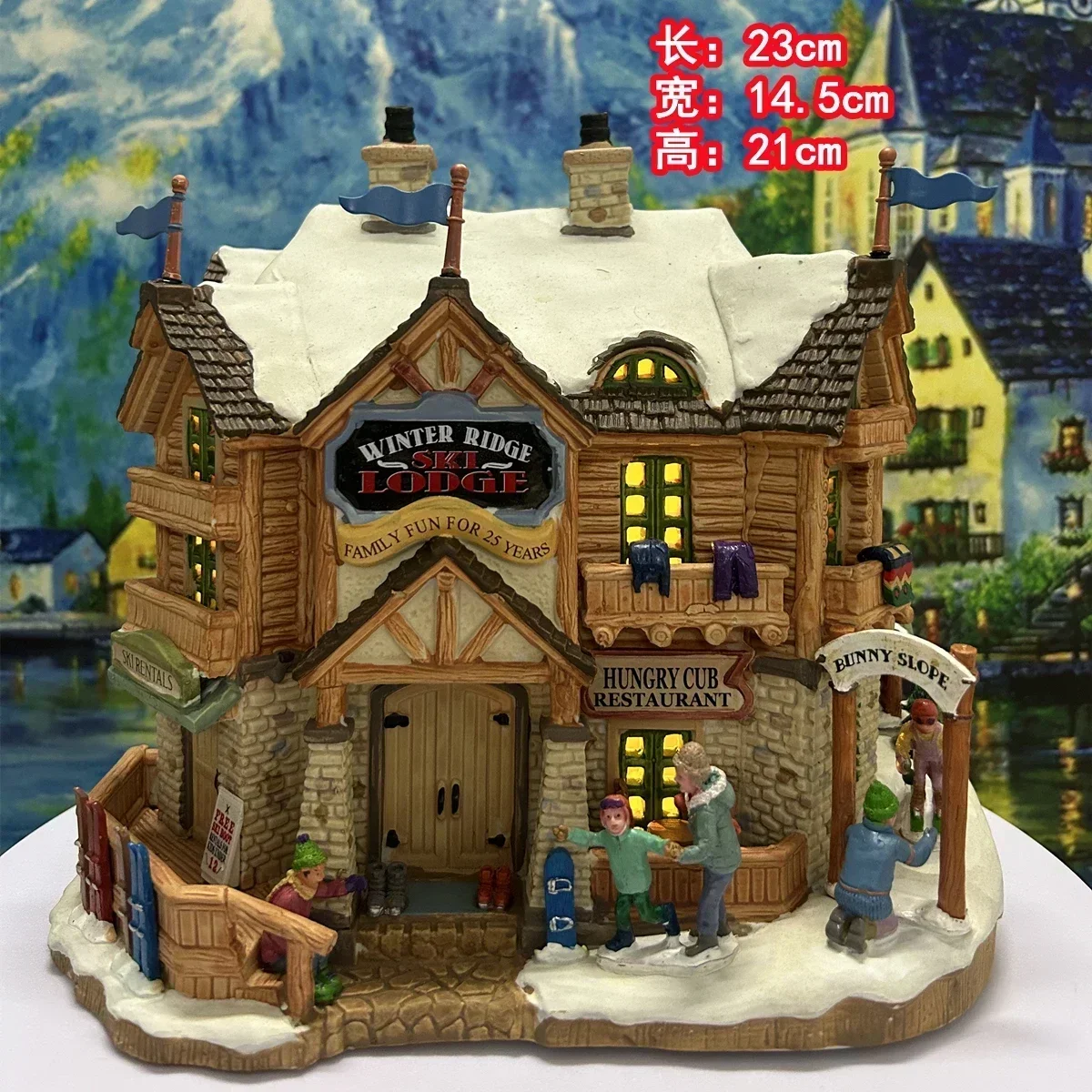 Home Decoration Lemax Ceramic European Style House Miniature Figurine with Lamp Home Furnishing Living Tabletop Ornaments Gifts