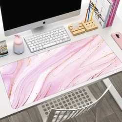New Pink Marble Mouse Pad Large Computer Office Game Table Mats XXL 90x40cm Rubber Anti-slip Gaming Keyboard Mat Long Desk Pads