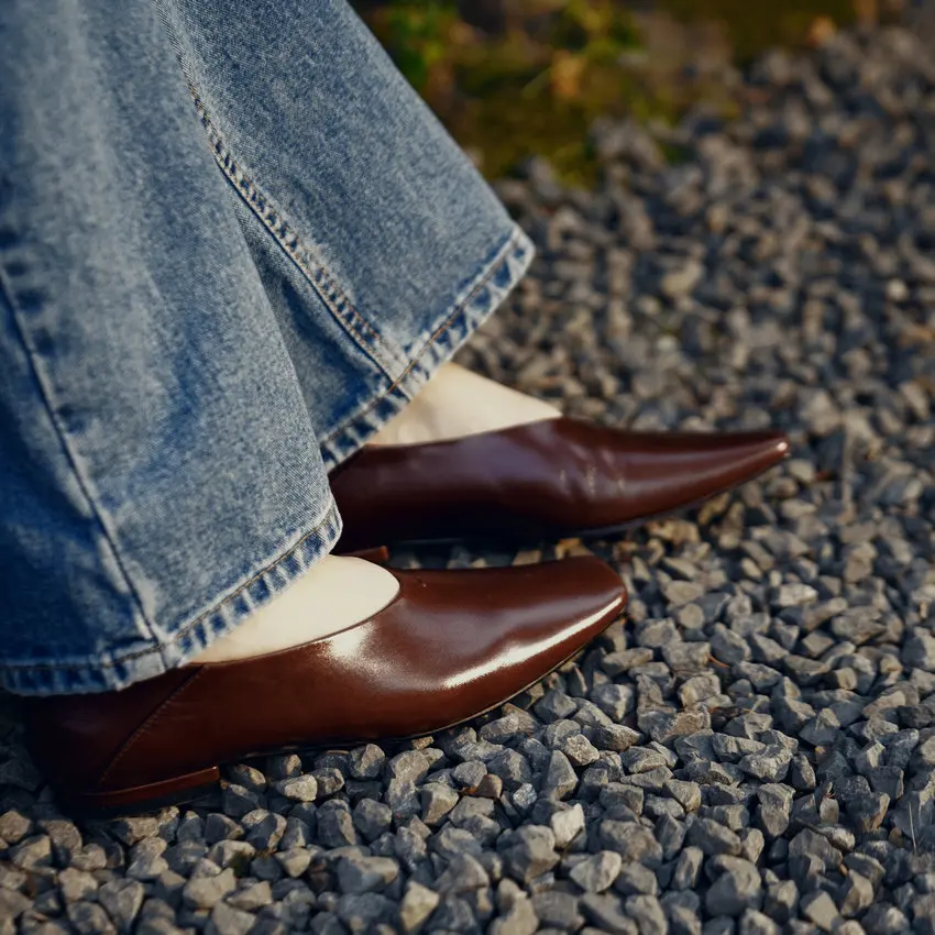 Call TAA-Chaussures d'été en cuir véritable pour femme, chaussures de travail décontractées, à talons plats et carrés, à la mode, taille 34-39, 2024