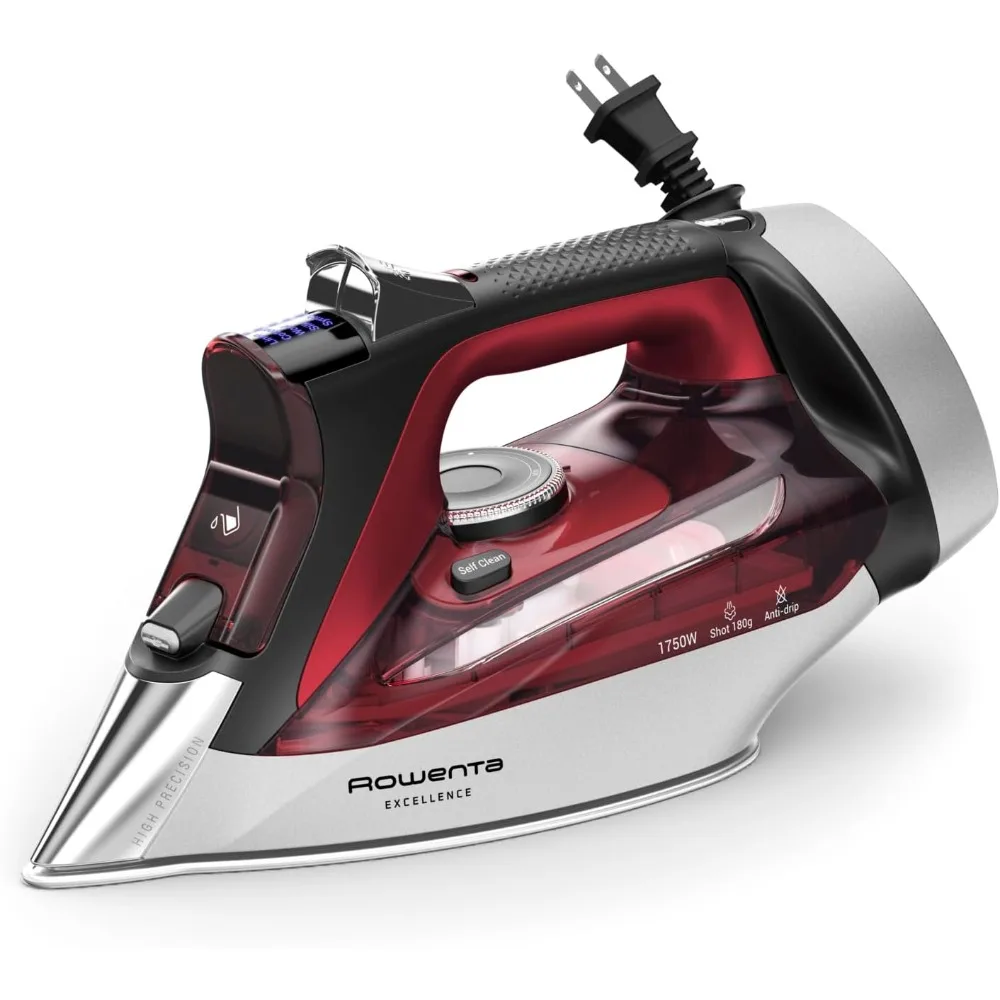 Powerful Steam Iron 1750W with Retractable Cord LED Display 400 Holes Stainless Soleplate