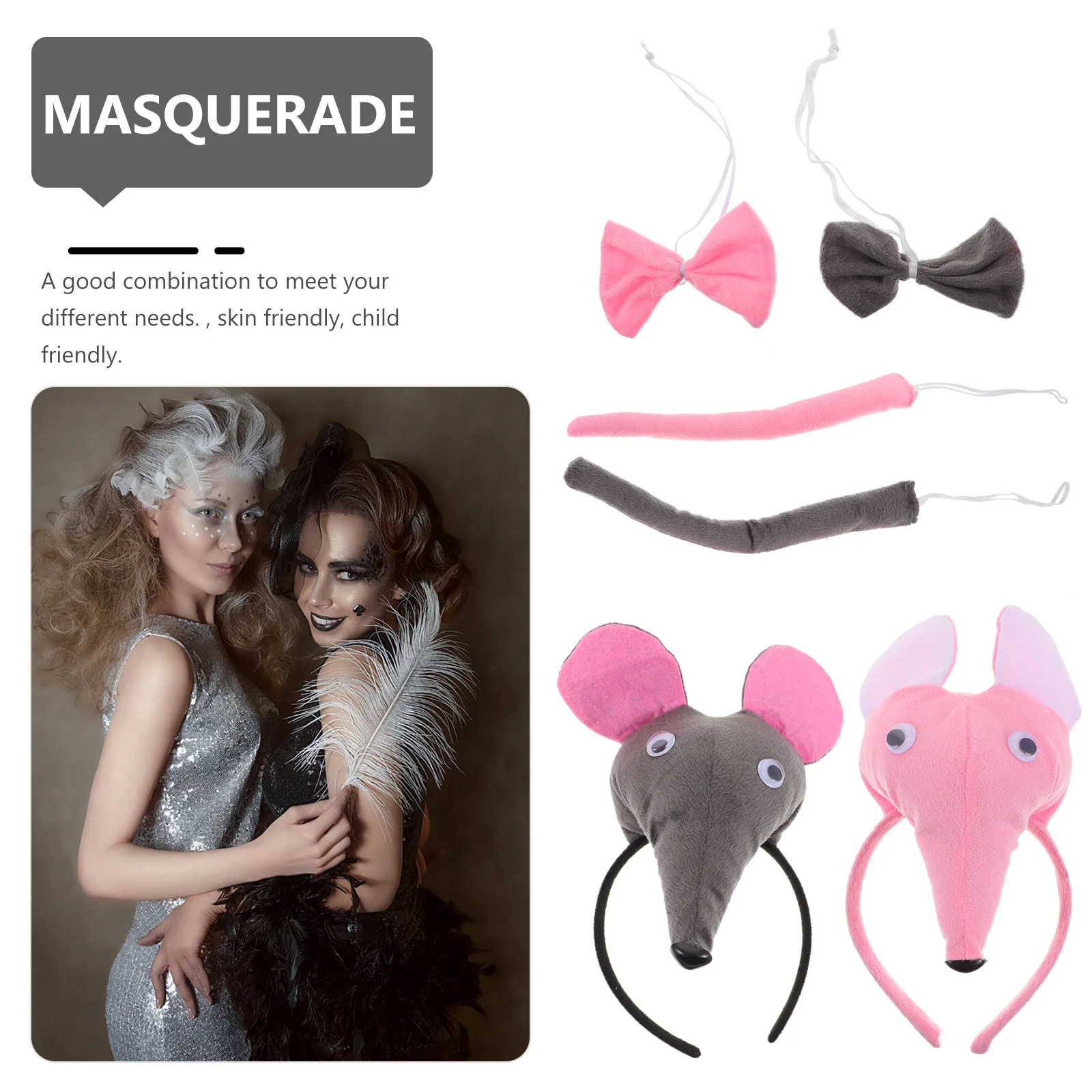 

6Pcs Cartoon Mouse Headband Kit Lightweight Portable Comfortable Fit Most Ages Ideal for Cosplay Fancy Parties Daily Fun