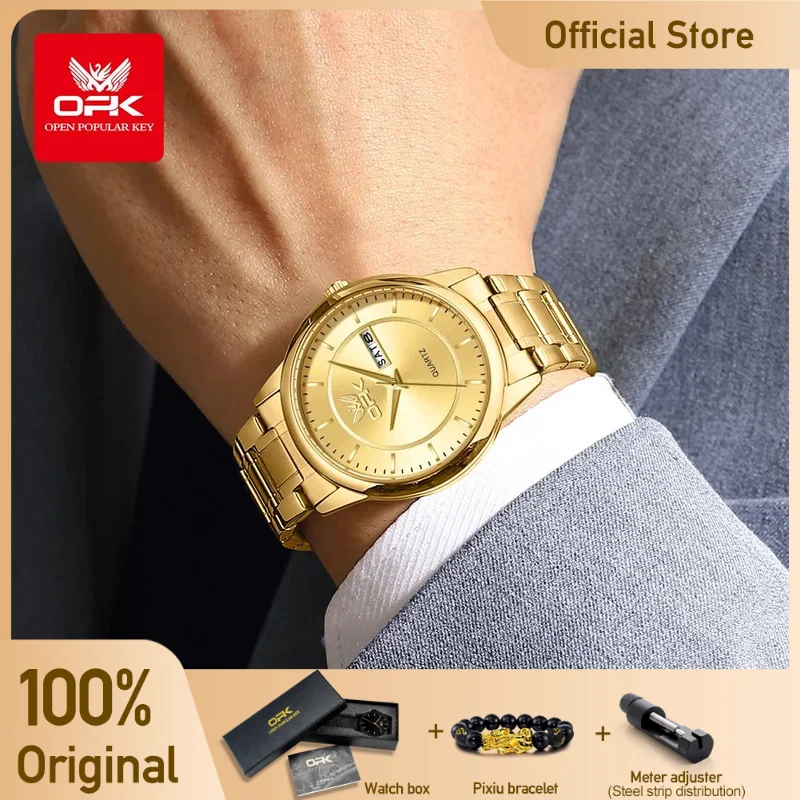 

Мужские Кварцевые водонепроницаемые часы с календарем, из нержавеющей стали