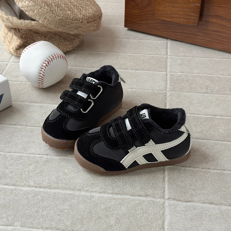 

2025 Winter Fashion New Children Running Sneakers Shoes Fleece-lined for Warmth Baby Boys Girls Soft Children Sport Shoes