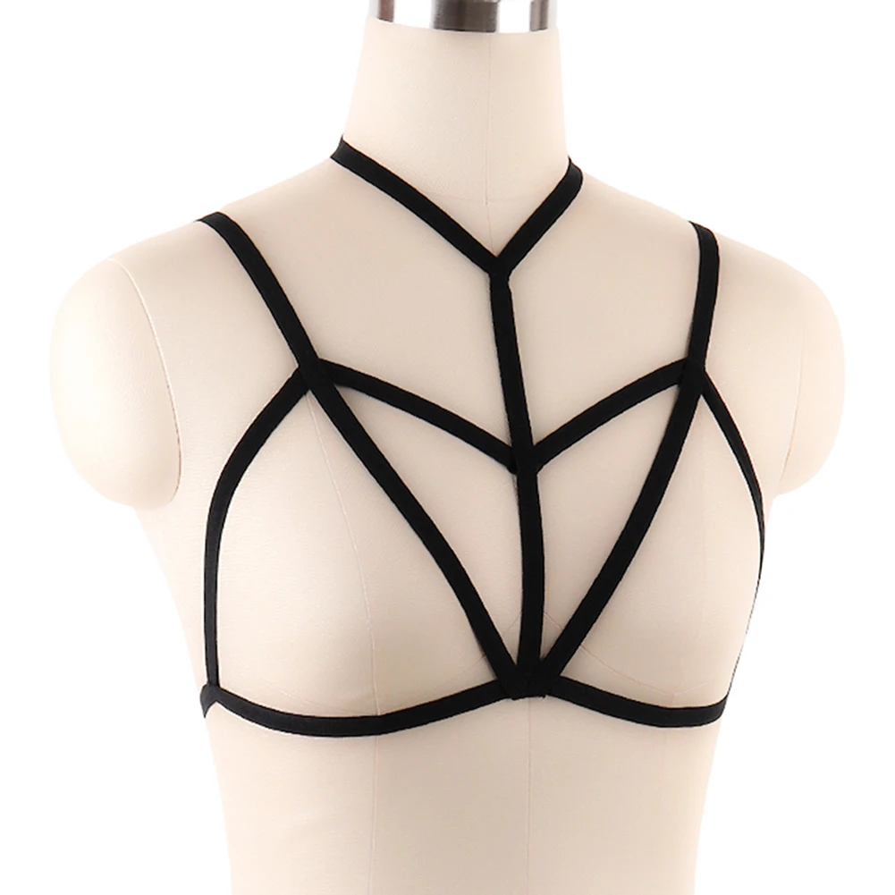 Arnés de Bondage para mujer, lencería Sexy elástica, sujetador de jaula ajustable, ropa interior, Top hueco transparente, ropa de dormir erótica para Club