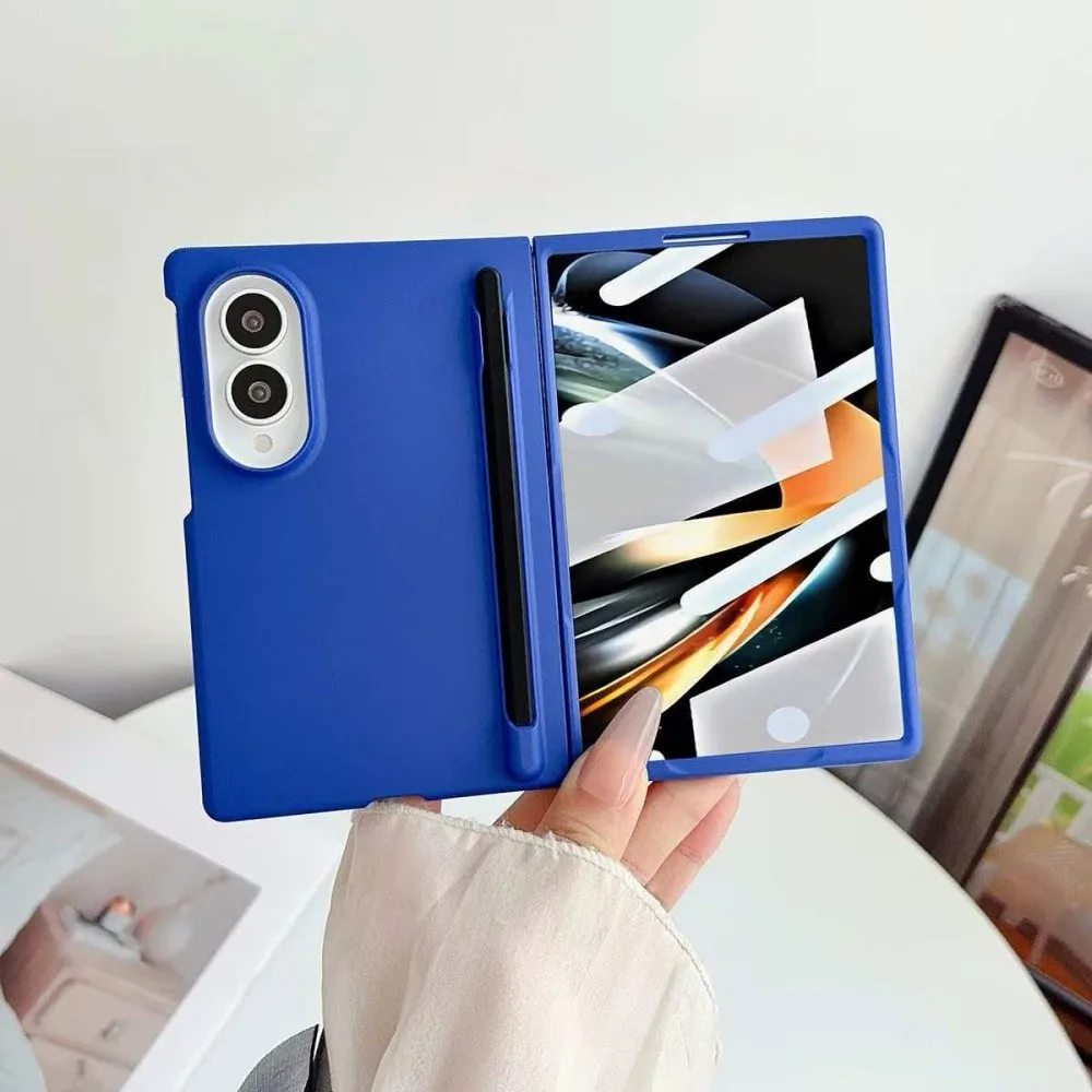 For Samsung Galaxy Z Fold 8 Wide Phone Case Solid Color PC Hard Shell Protection Shockproof Protective Film With S Pen Back Cove