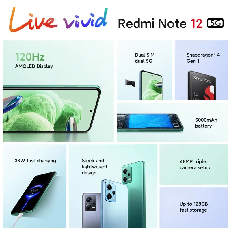 Global Version Xiaomi Redmi Note 12 5G 6.67 \