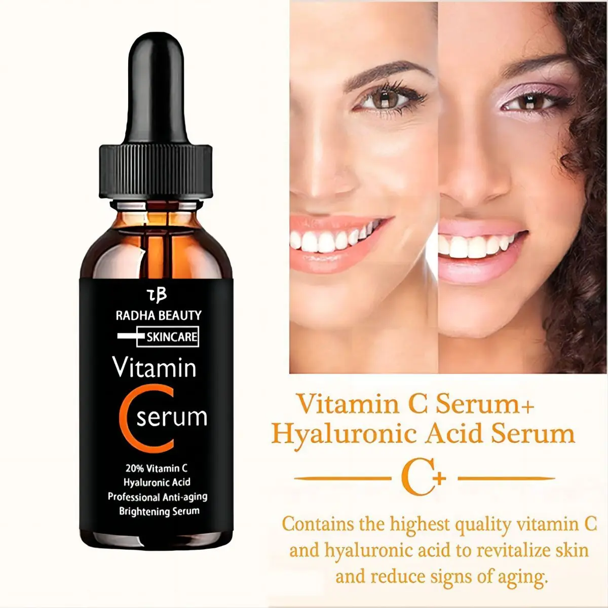 Serum Vitamin C Wajah Serum Pelembap Tahan Lama Meningkatkan Kekasaran Titik Meringankan Esensi Wajah Asam Hyaluronik