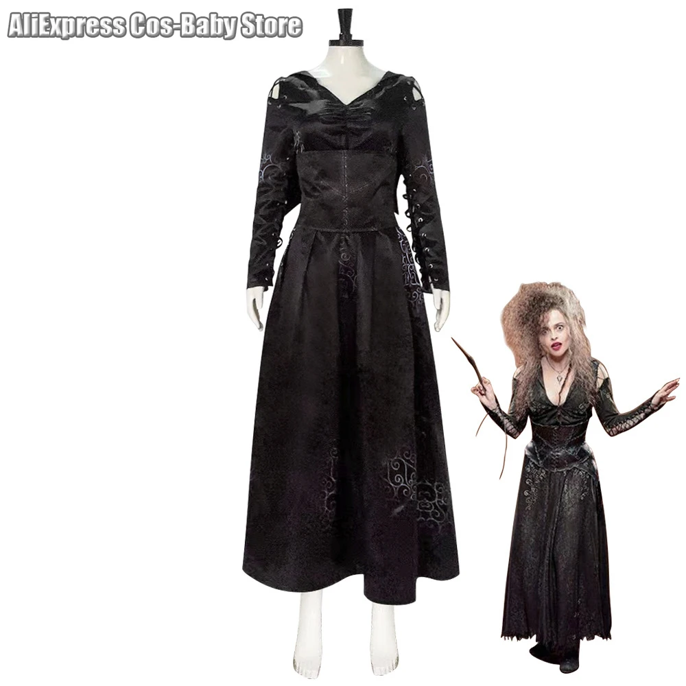 

Movie Bellatrix Wizard Lestrange Cosplay Costumes School Witch For Women Dress Uniform Halloween Carnival Party Clothes Outfit