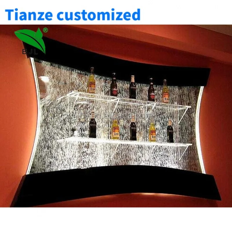 

(Customized) restaurant home bar furniture LED glowing water bubble hanging wall bar wine display cabinet design