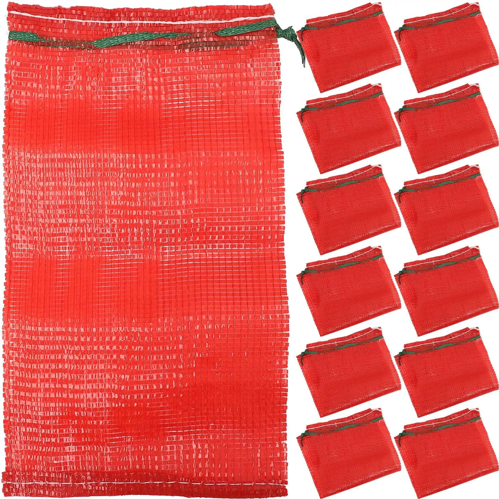 

25pcs Thickened Drawstring Bags 49x27cm Red Net Vegetable Fruit Storage Sack Reusable Sack Of Potatoes Produce Bag