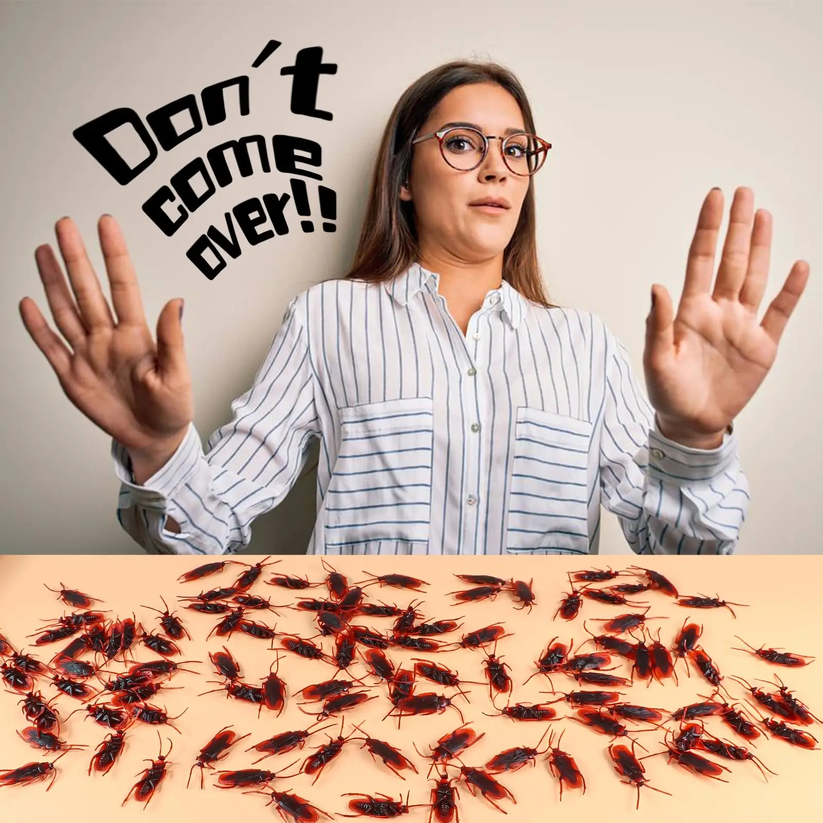 10-200pcs Realistic Fake Roaches Funny Trick Joke Toys,Office Prank Kits,Scary Toys,Novelty Cockroaches for Halloween,Parties