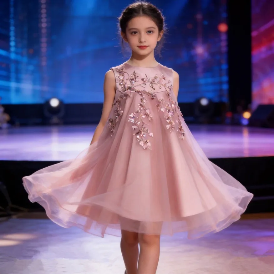 

Летние детские платья для девочек с бантом и пайетками, без рукавов, для дня рождения, крещения, Пасхи, праздников, модель A2543