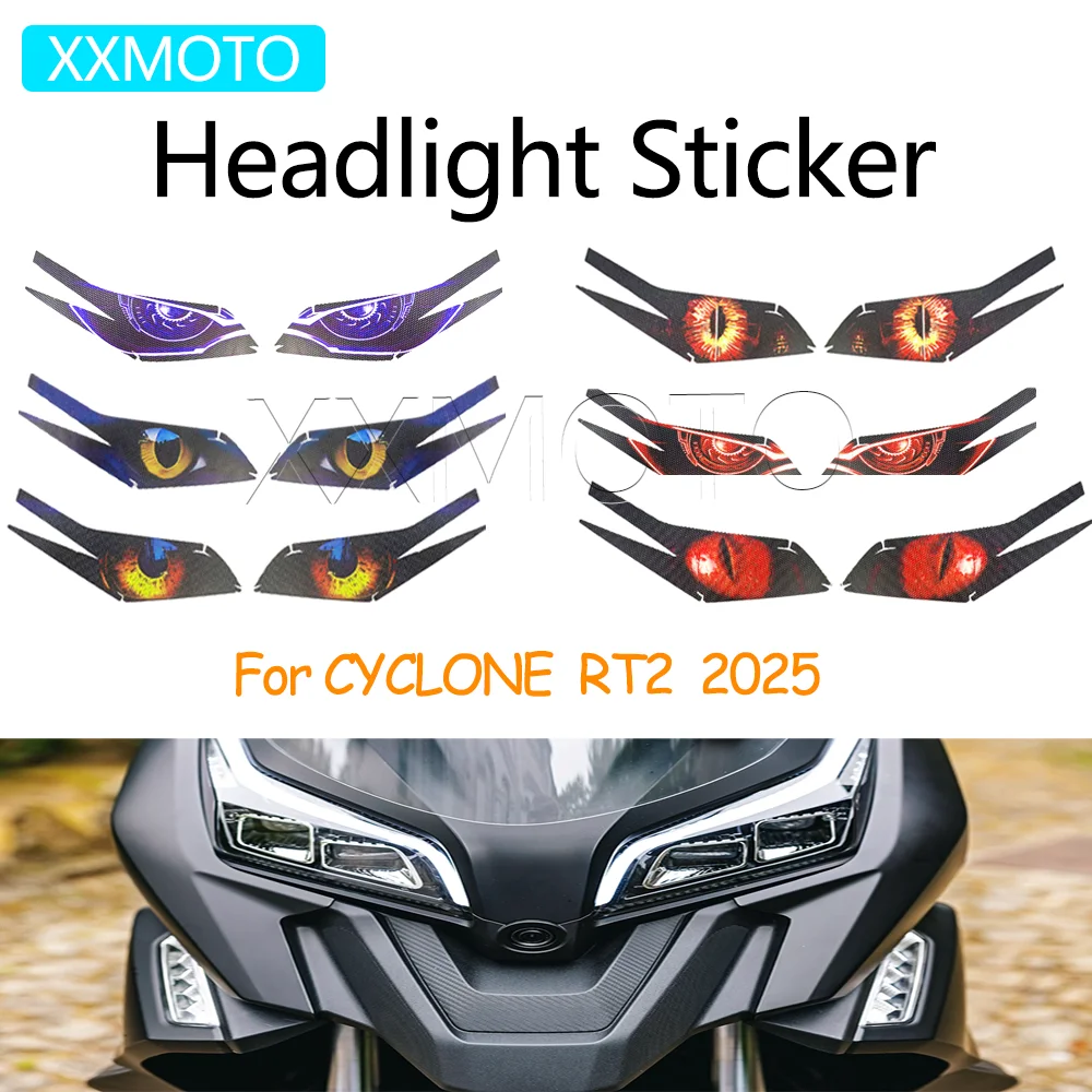 For CYCLONE RT2 RT 2 2025 Motorbike Headlamp Decal Decoration Motorcycle Headlight Stickers Accessories