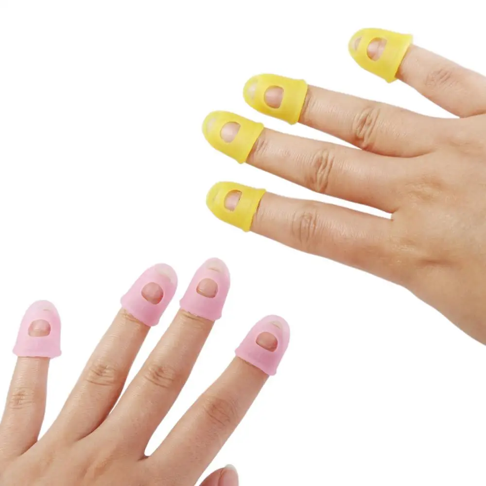 4pcs/set Non-Slip Guitar Fingertip Protectors Rubber Thimble DIY Craft Glove Silicone Finger Guards Sewing Cooking Tool