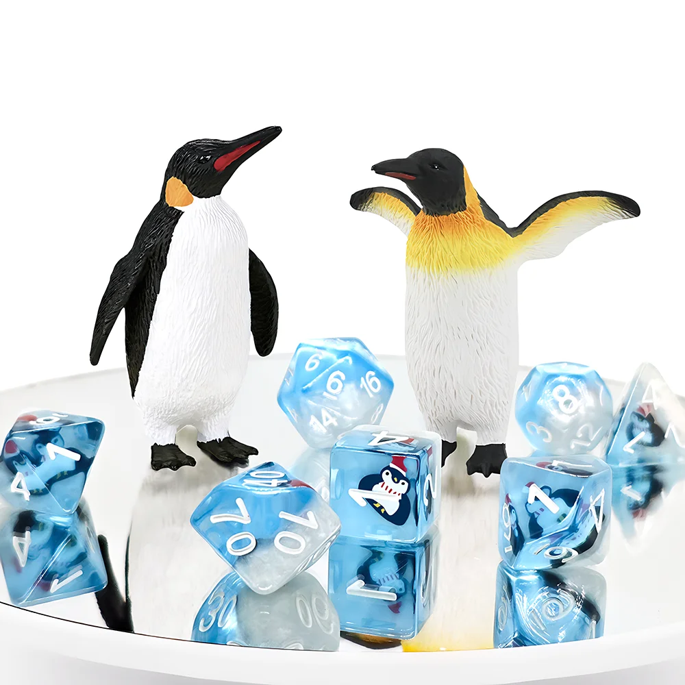 DND Penguin Resin Dice Set 7Pcs Polyhedral Dice for Dungeons and Dragons DND Dice RPG