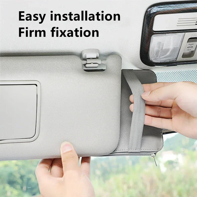 Car Sun Visor Organizer Multi-pocket Zipper Auto Truck SUV Storage Pouch Bills Pen Card Glasses Holder Car Accessories Gadget - view 6