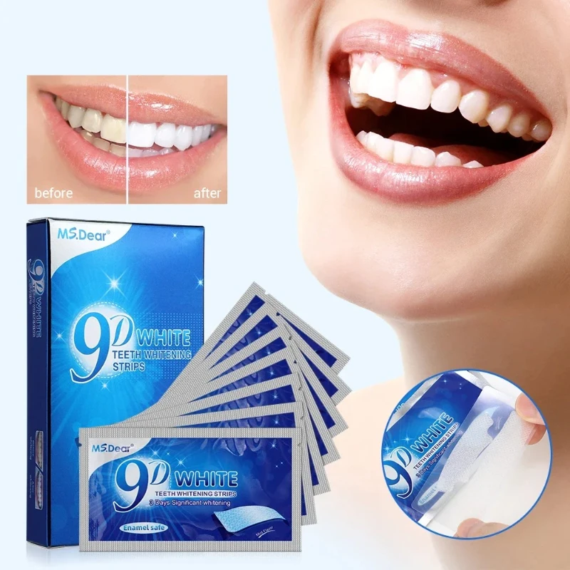 14 Pcs 9D Whitening Teeth Patch Oral Powerful Whitening and Stain Removal Teeth Double Care Whiten Dry Strip for Sensitive Teeth
