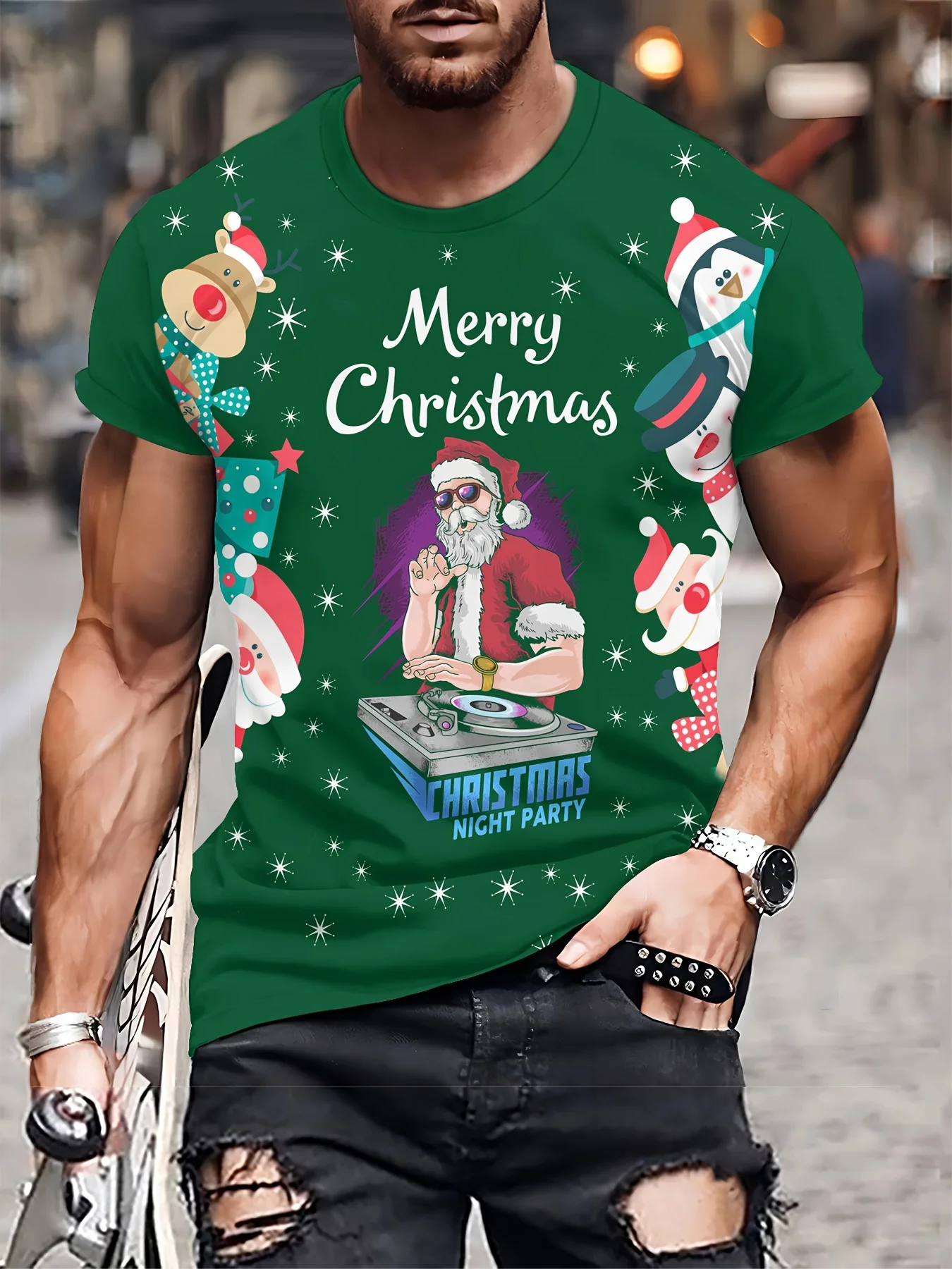 

Christmas Men's T Shirt 3D Print Casual Short Sleeve Tees Street Fashion Crew Neck Pullover Male Oversized Clothing Sweatshirt