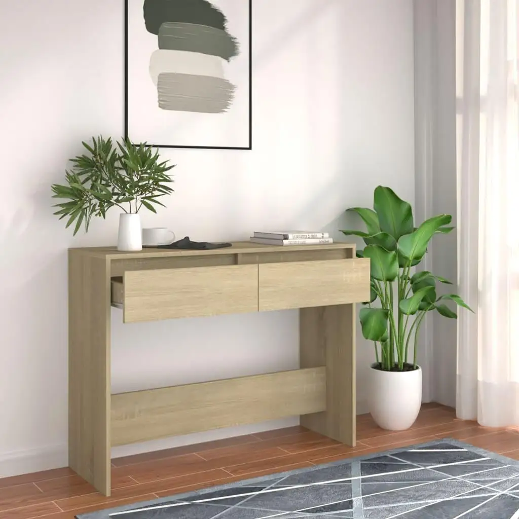 Sonoma Oak Console Table - 100x35x76.5 cm, Stylish Engineered Wood Design for Home Decor