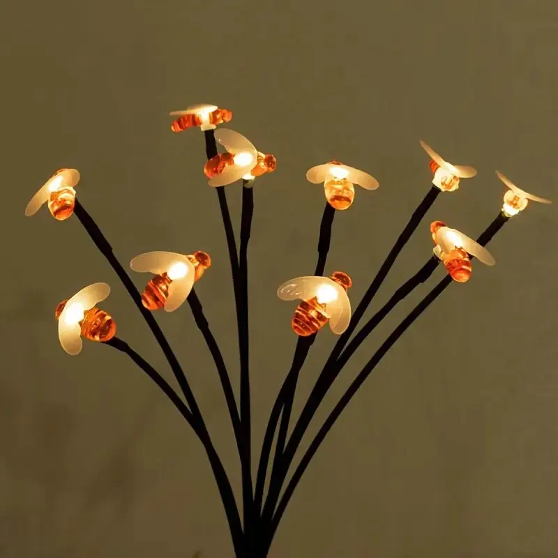 1PC 6/8-Headed พลังงานแสงอาทิตย์ Bee Light LED ตกแต่งกลางแจ้งไฟ Fairy,แสงแนวนอนสําหรับ Garden,ลาน,สนามหญ้า,ทางเดิน,ระเบียง