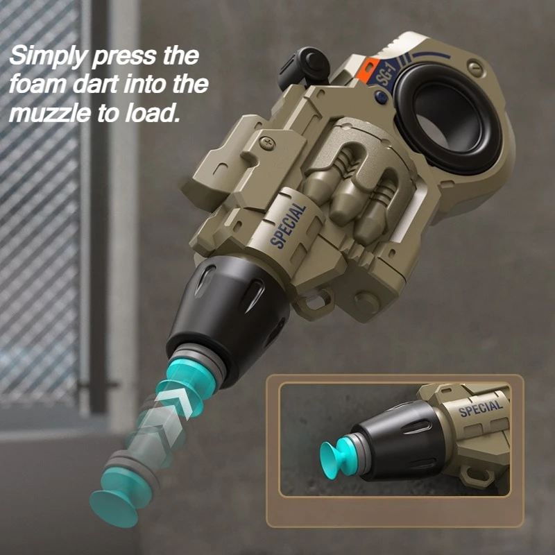2-Pack EDC Fidget Launcher Revolver Shaped Plastic Model with Mini Fingertip Spinner Includes 6 Suction Darts Stress Relief Toy