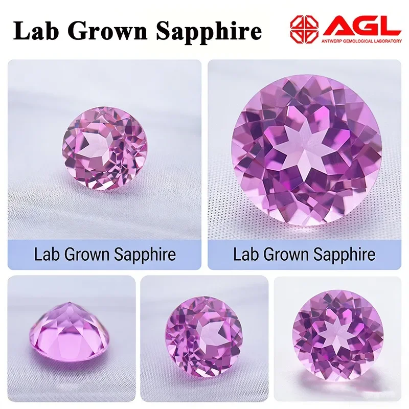 Top Lab Grown Sapphire Emerald Cut Pink Color For DIY Jewelry Making Charms Ring Necklace Earrings Selectable AGL Certificate