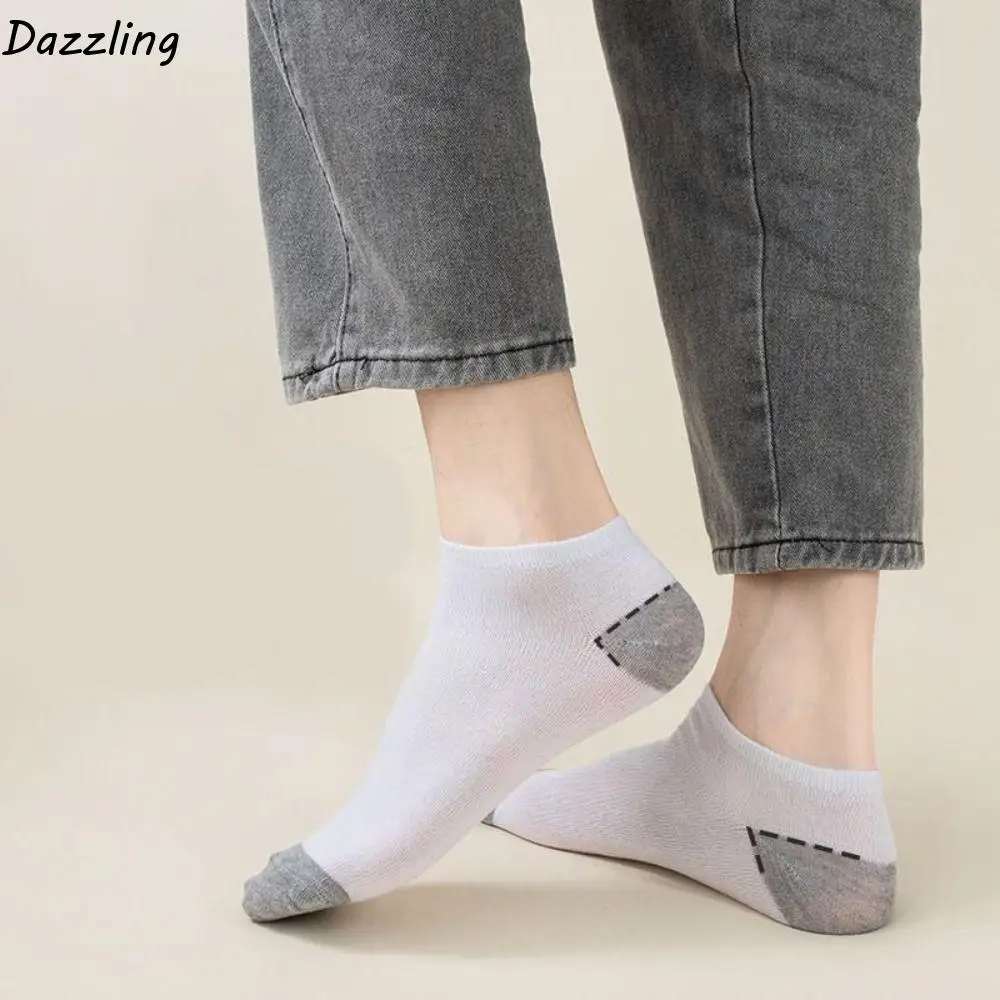 

10Pairs Soft Patchwork Women Ankle Tube Socks Non-slip Breathable Summer Boat Socks Sweat-Absorbing Short Invisible Socks Lady